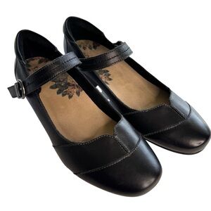 Taos Balance Mary Jane Black Leather Shoes Sz 10 Wide Comfort Heels